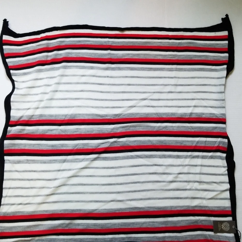 Vince Camuto Black Stripe Knit Scarf/Bandana NWT